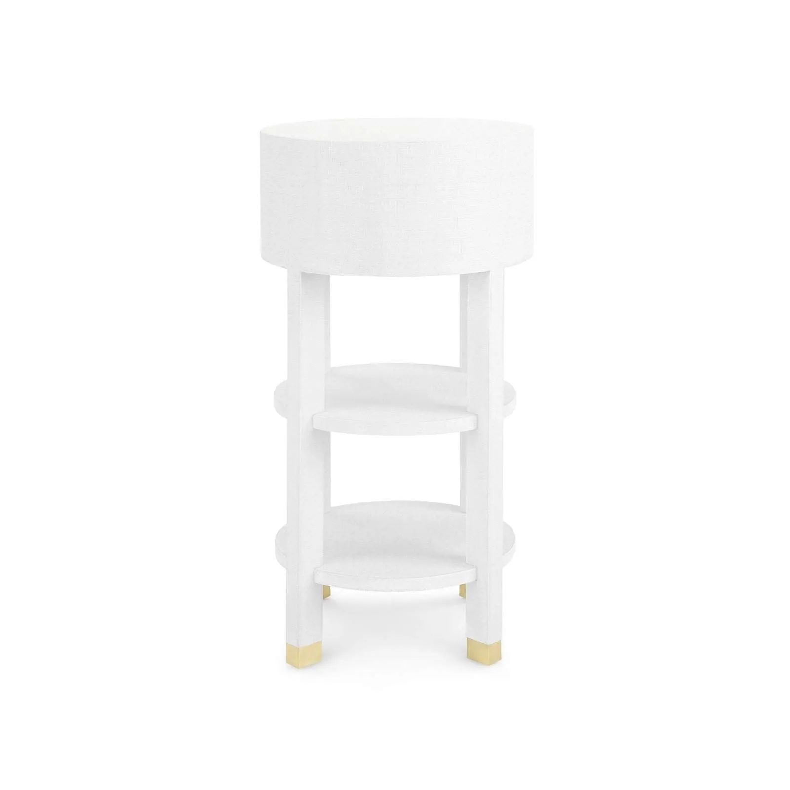 Claudette 1-Drawer Round Side Table / Cream, Brass