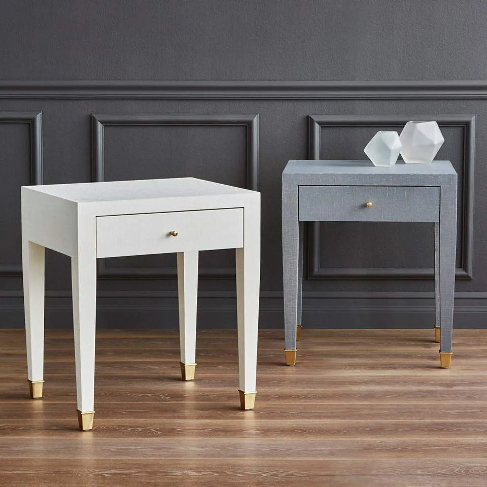 Claudette 1-Drawer Side Table / Cream, Brass
