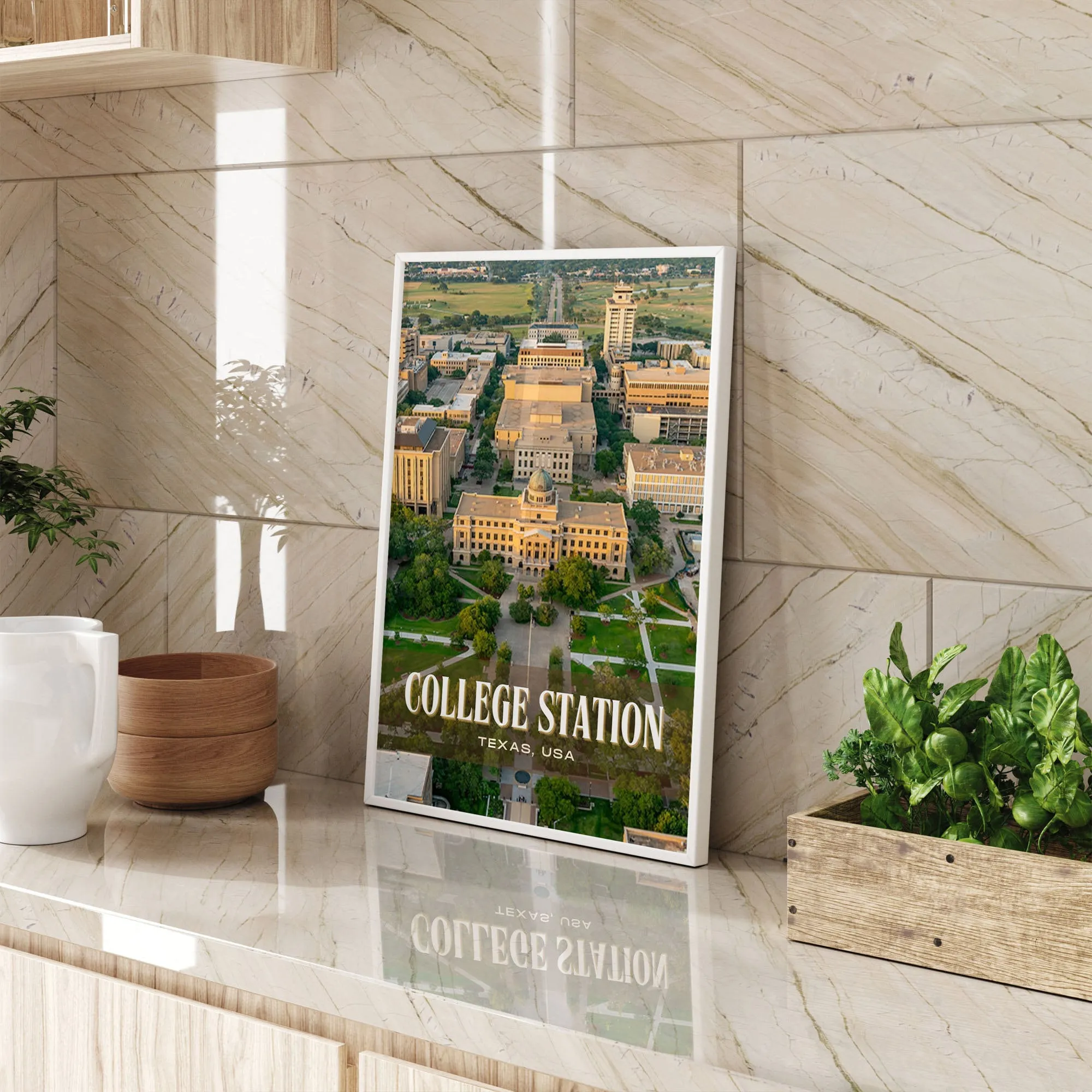 College Station Retro Wall Art, Texas, USA