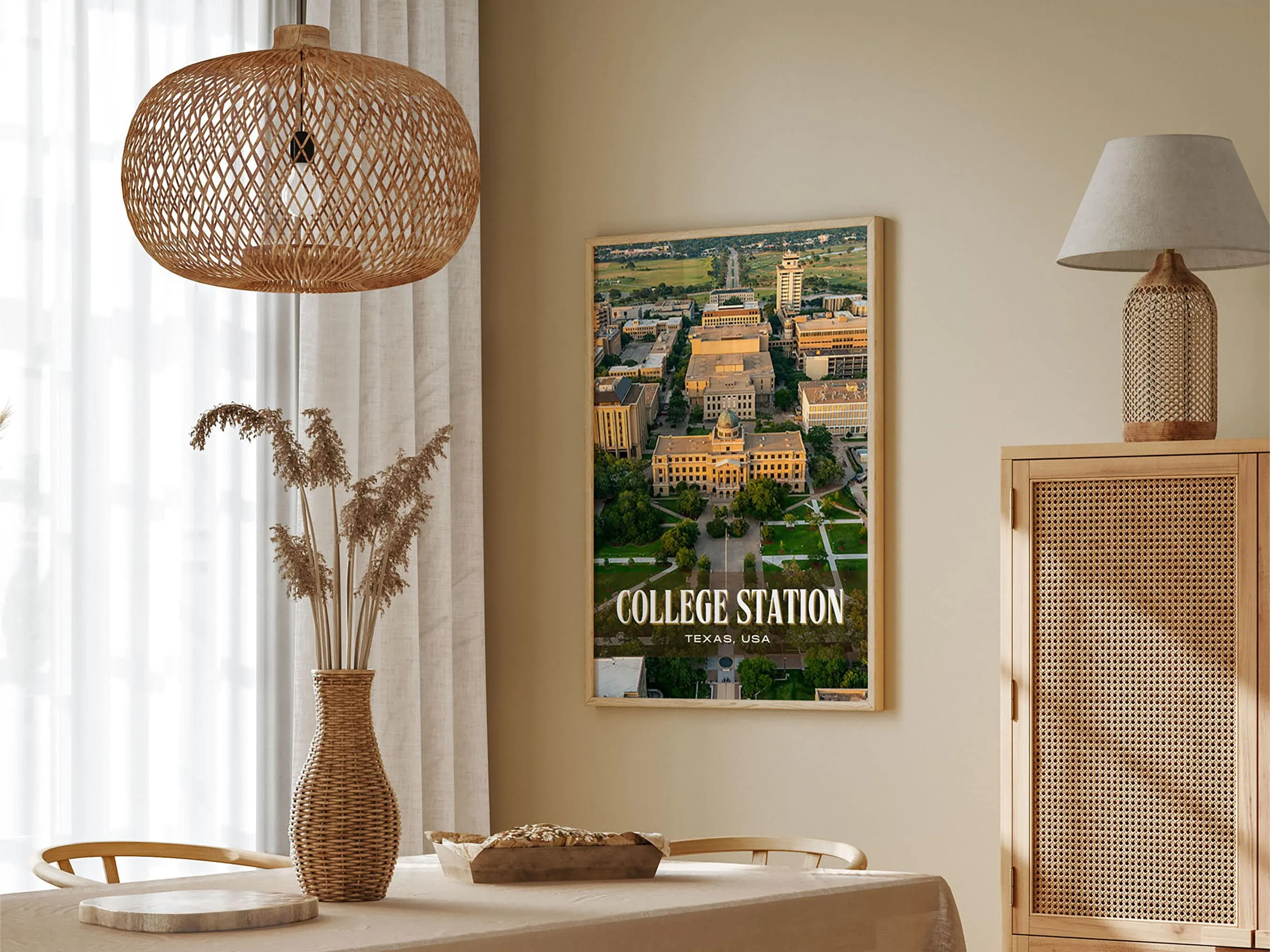College Station Retro Wall Art, Texas, USA