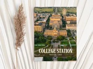 College Station Retro Wall Art, Texas, USA
