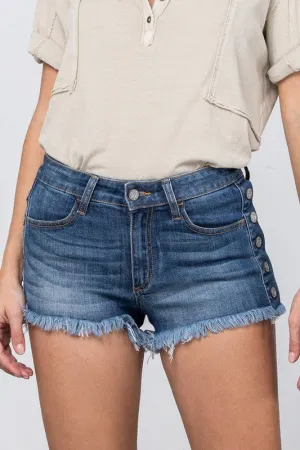 Dark Wash High Stretch Mid Rise Shorts