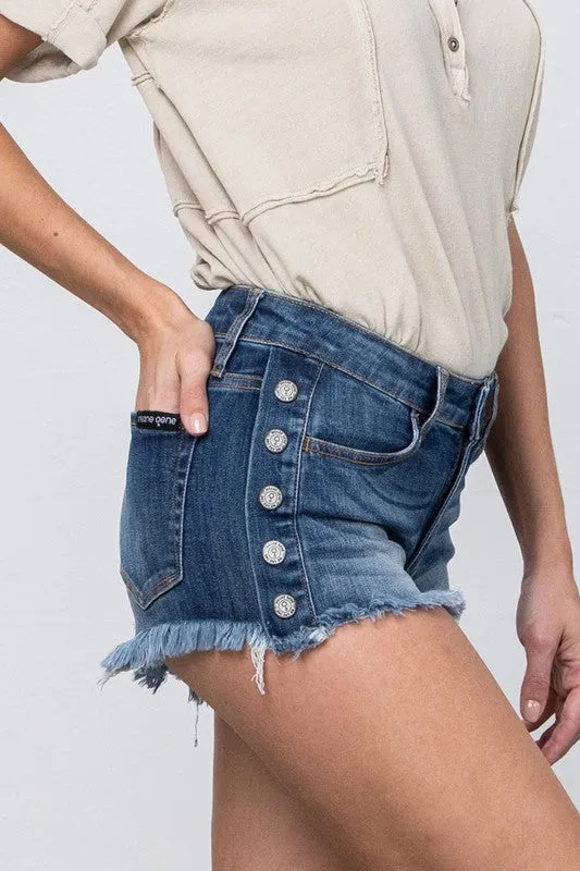 Dark Wash High Stretch Mid Rise Shorts