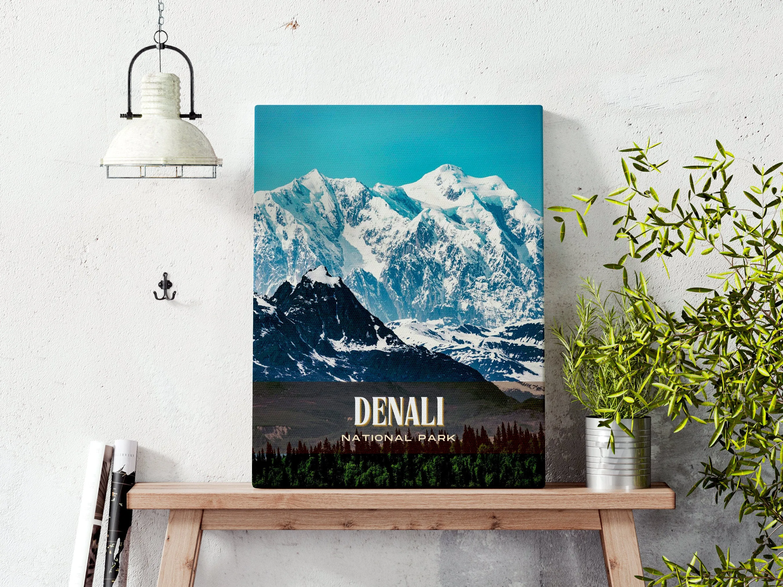 Denali National Park Retro Wall Art, Alaska, USA