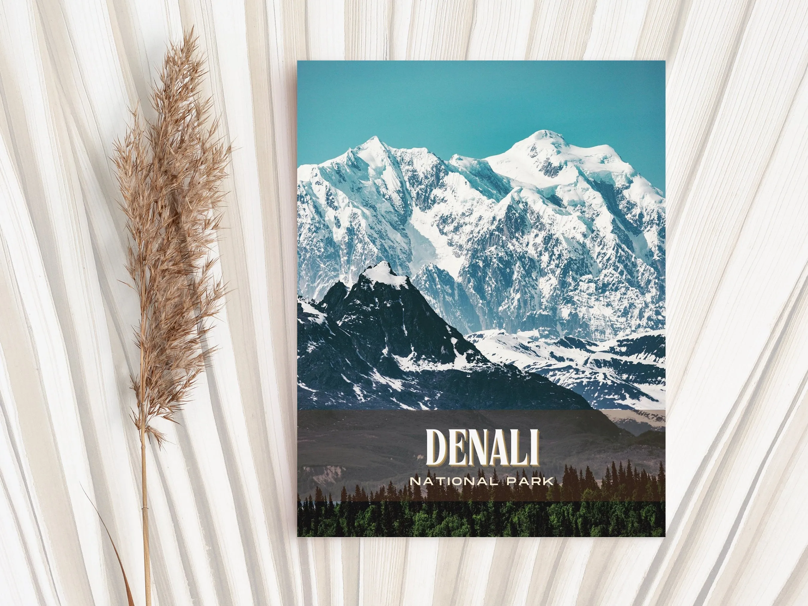 Denali National Park Retro Wall Art, Alaska, USA