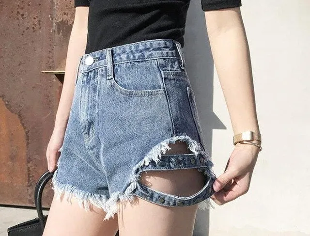 denim shorts women high waist loose jeans