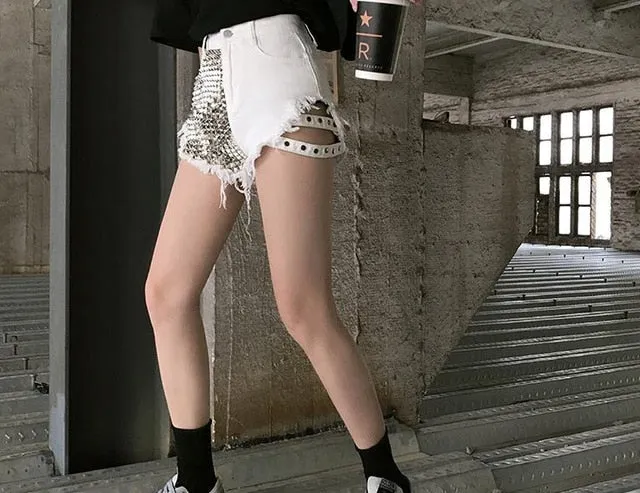 denim shorts women high waist loose jeans