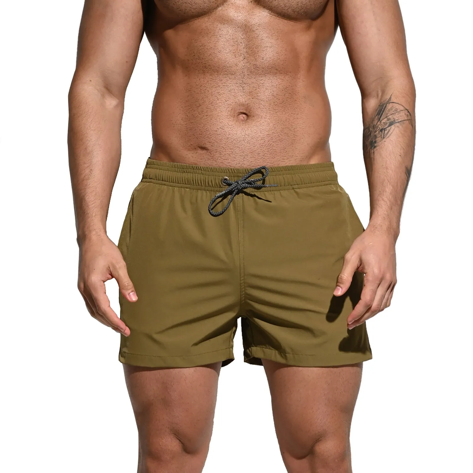 DESMIIT Men's Extra Short Board Shorts Fast-Dry Sports Gym Shorts Swimwear 2-point shorts B2101