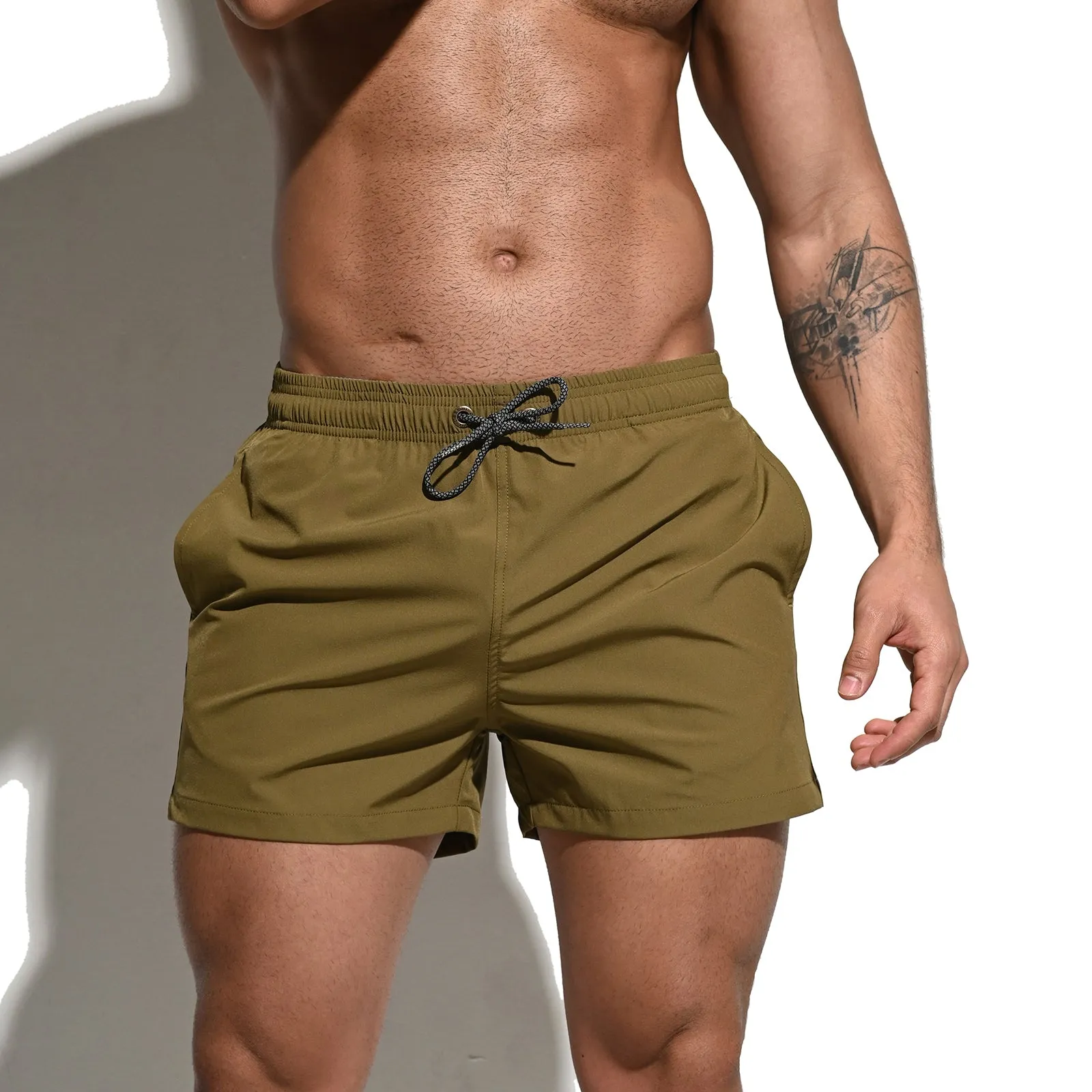 DESMIIT Men's Extra Short Board Shorts Fast-Dry Sports Gym Shorts Swimwear 2-point shorts B2101