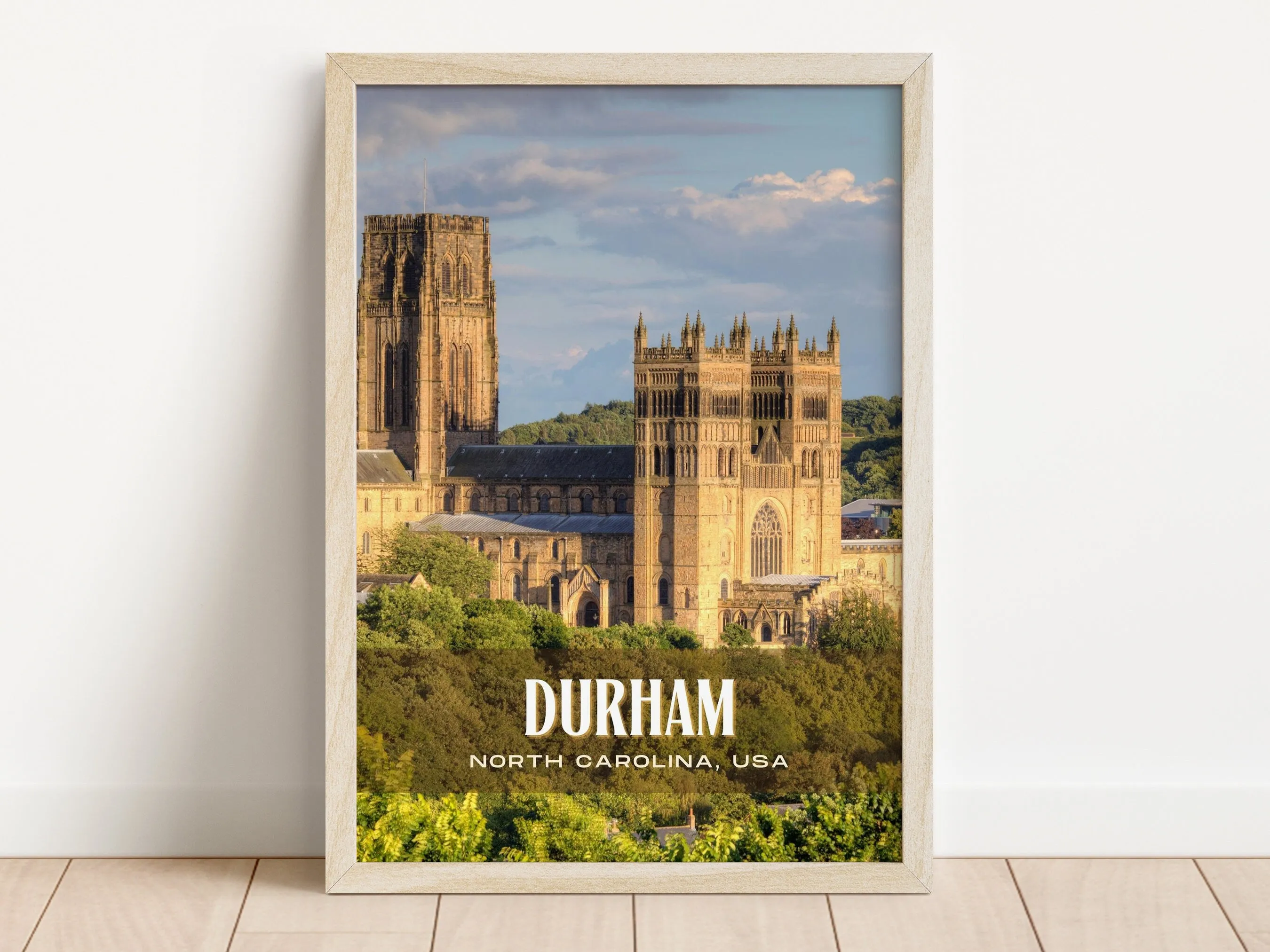 Durham Retro Wall Art, North Carolina, USA