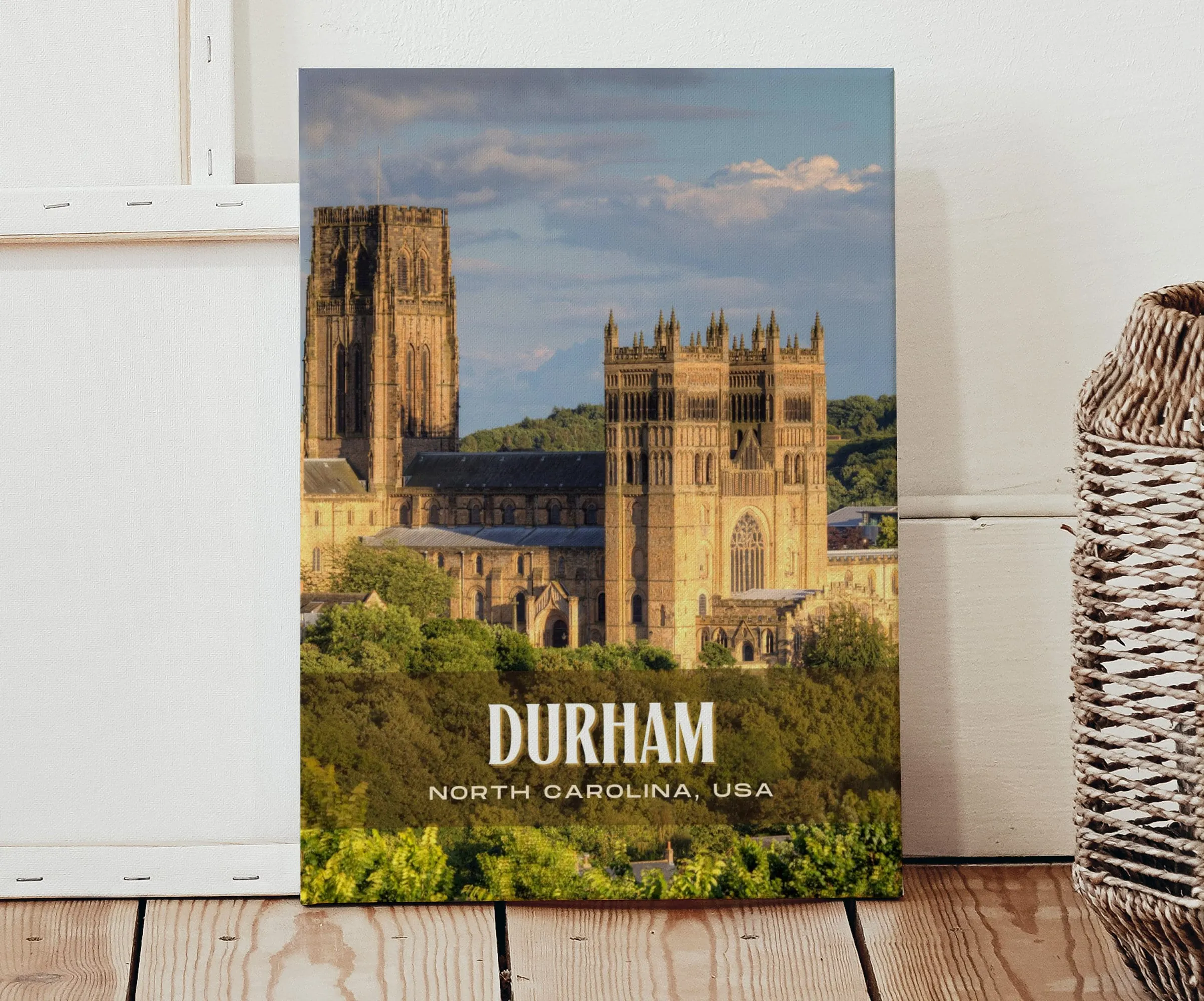 Durham Retro Wall Art, North Carolina, USA