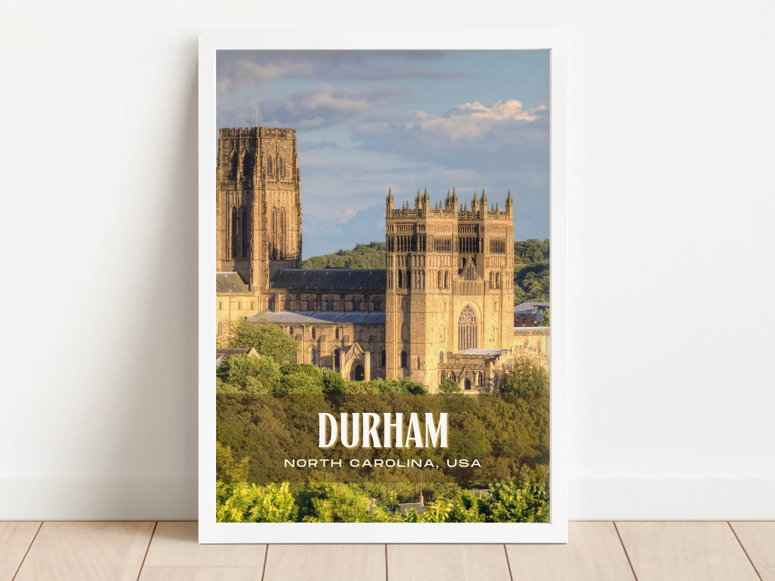 Durham Retro Wall Art, North Carolina, USA
