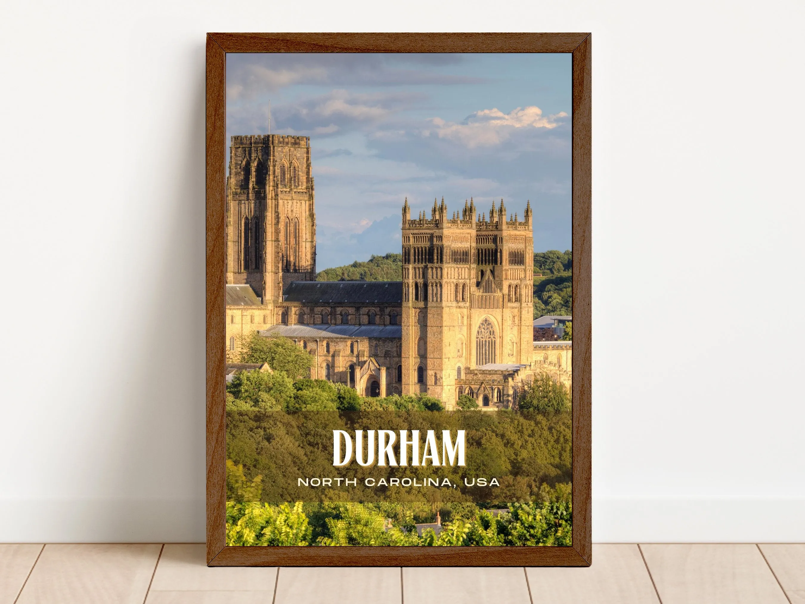 Durham Retro Wall Art, North Carolina, USA