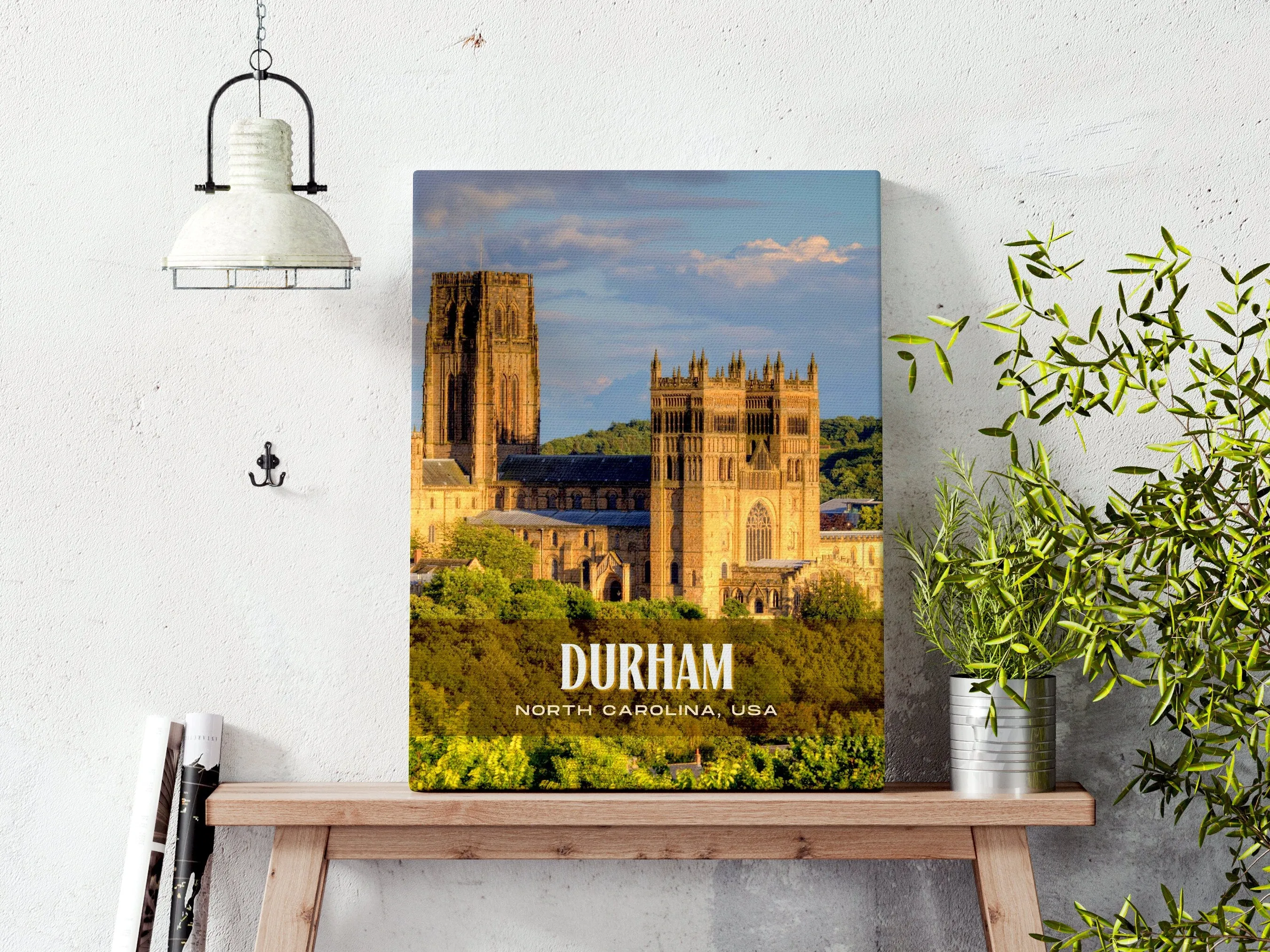 Durham Retro Wall Art, North Carolina, USA