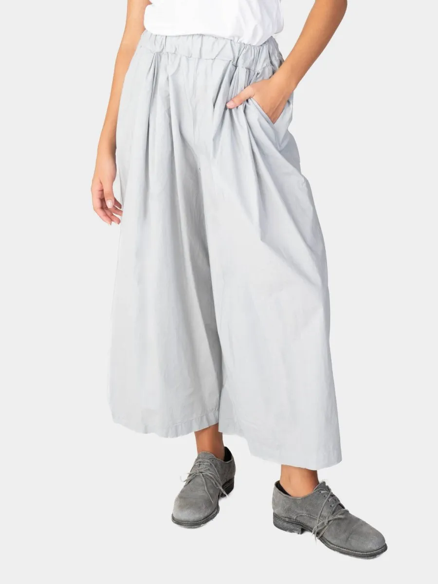 Elastic Waist Organic Cotton Cropped Palazzo Pant