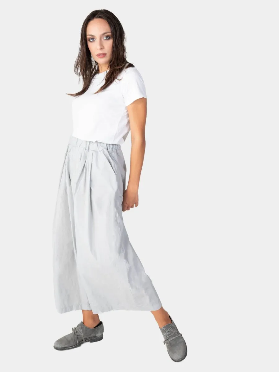 Elastic Waist Organic Cotton Cropped Palazzo Pant