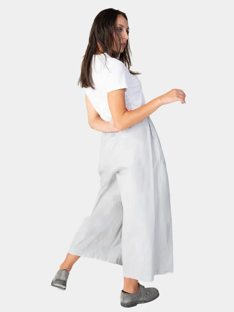 Elastic Waist Organic Cotton Cropped Palazzo Pant