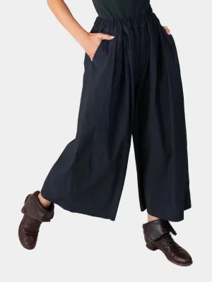 Elastic Waist Organic Cotton Cropped Palazzo Pant