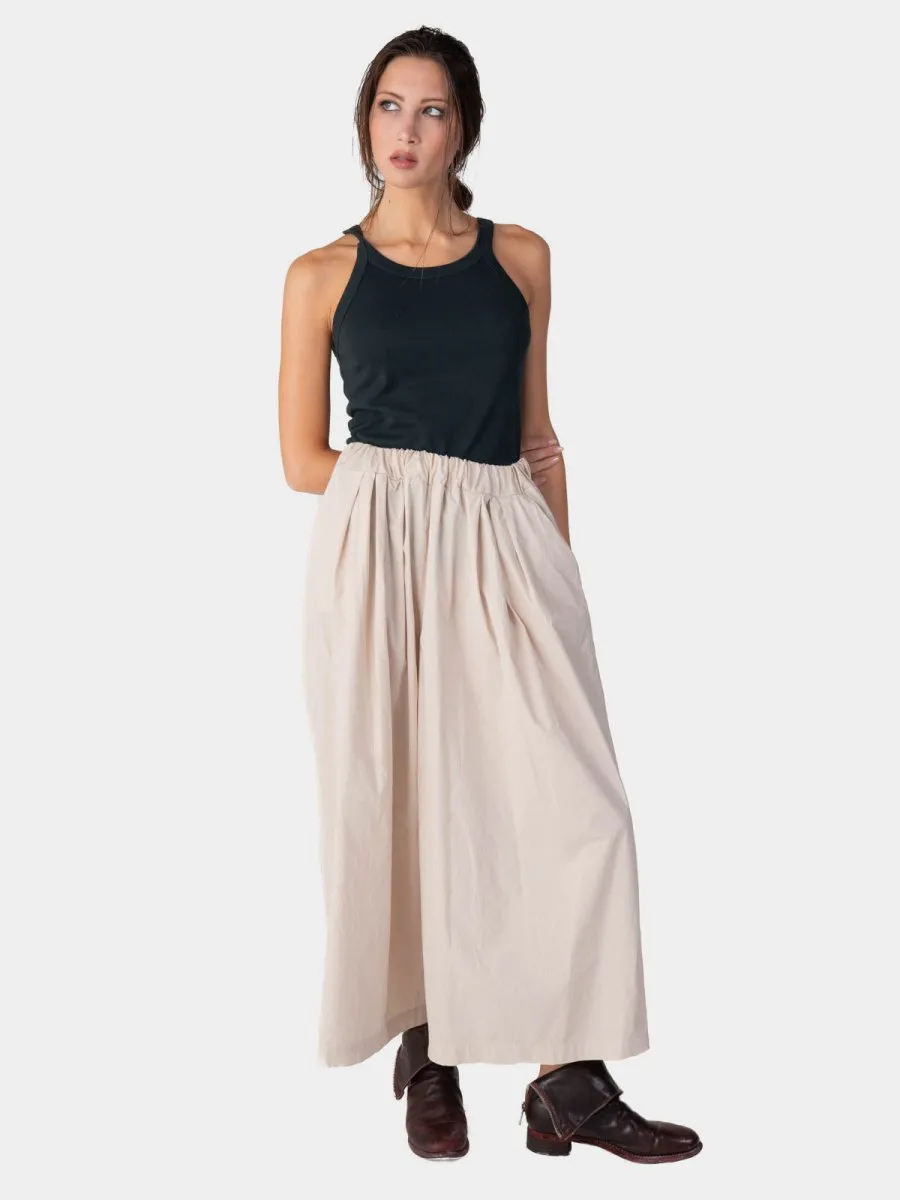 Elastic Waist Organic Cotton Cropped Palazzo Pant