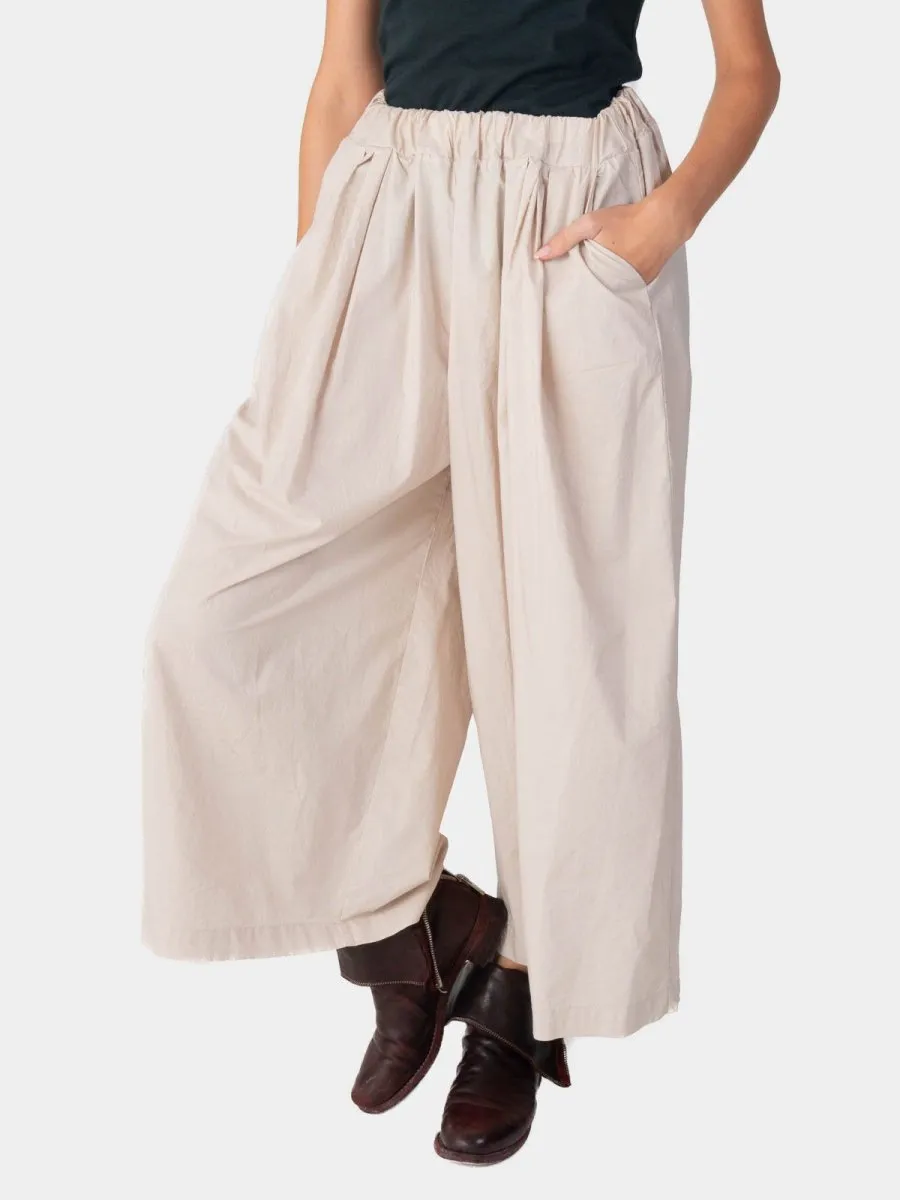 Elastic Waist Organic Cotton Cropped Palazzo Pant