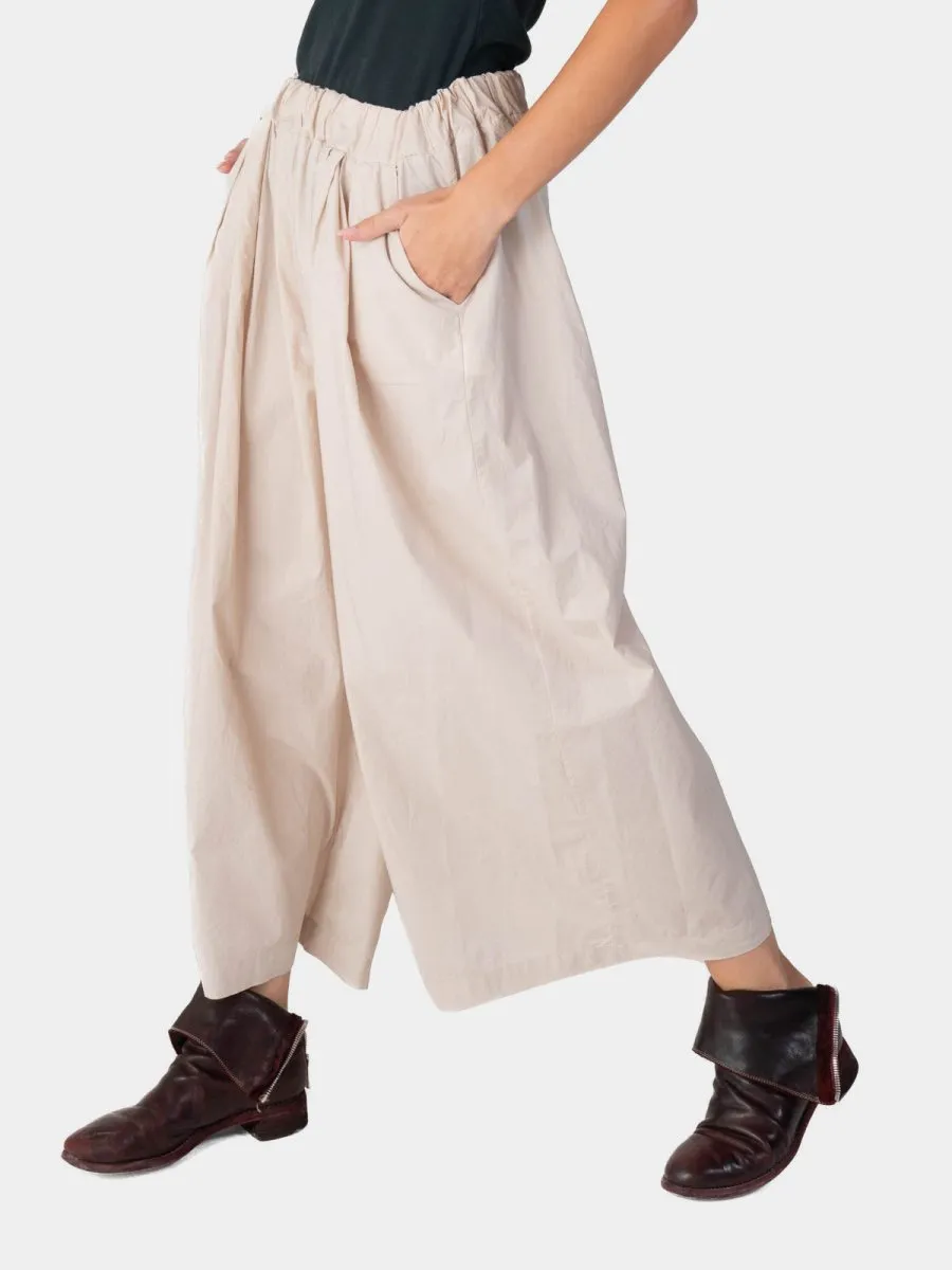 Elastic Waist Organic Cotton Cropped Palazzo Pant