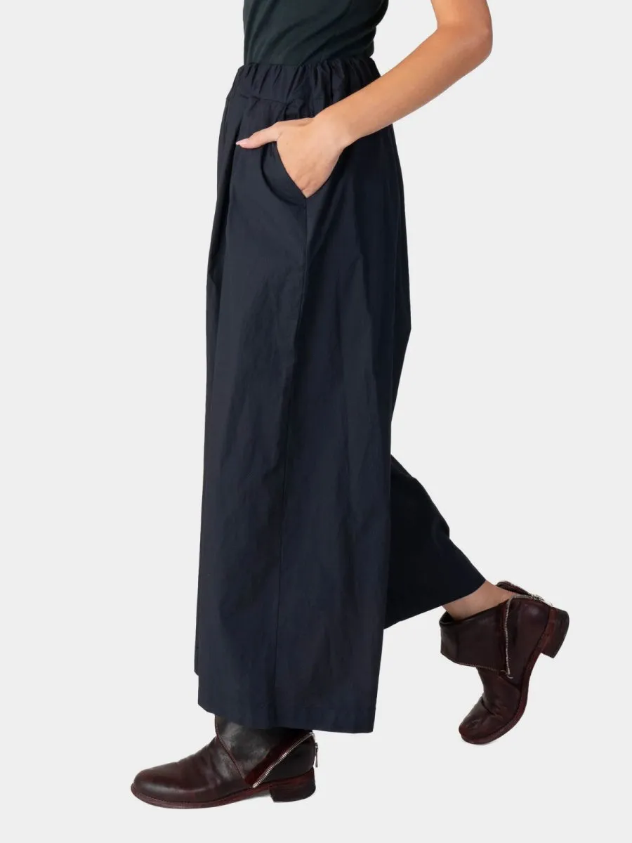 Elastic Waist Organic Cotton Cropped Palazzo Pant