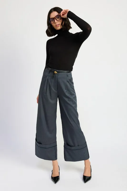 Emory Park FOLD OVER WIDE LEG PLEATED PANTS
