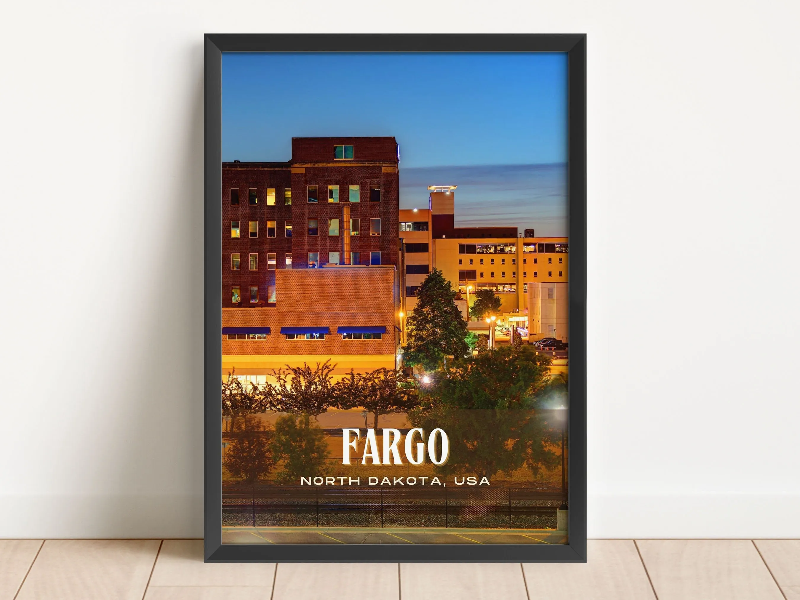 Fargo Retro Wall Art, North Dakota, USA