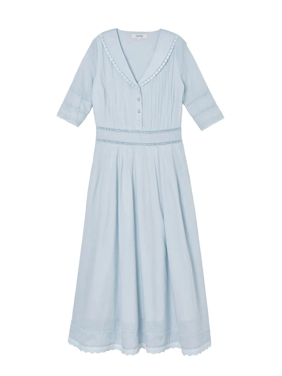Fiona 100% Cotton Demin Blue Midi Dress
