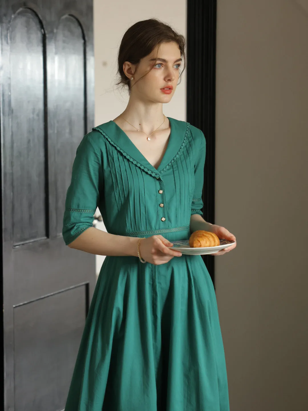 Fiona 100% Cotton Demin Blue Midi Dress