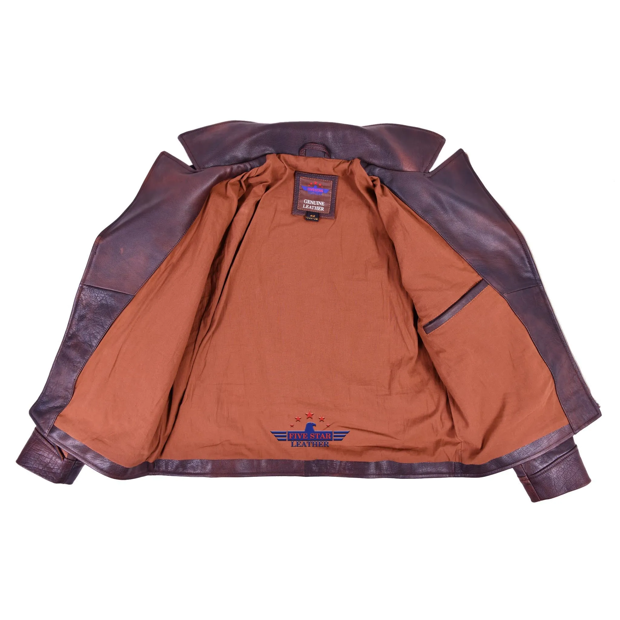 FiveStar Leather Men's Civilian Vintage Windbreaker Jacket Buffalo Distressed Leather