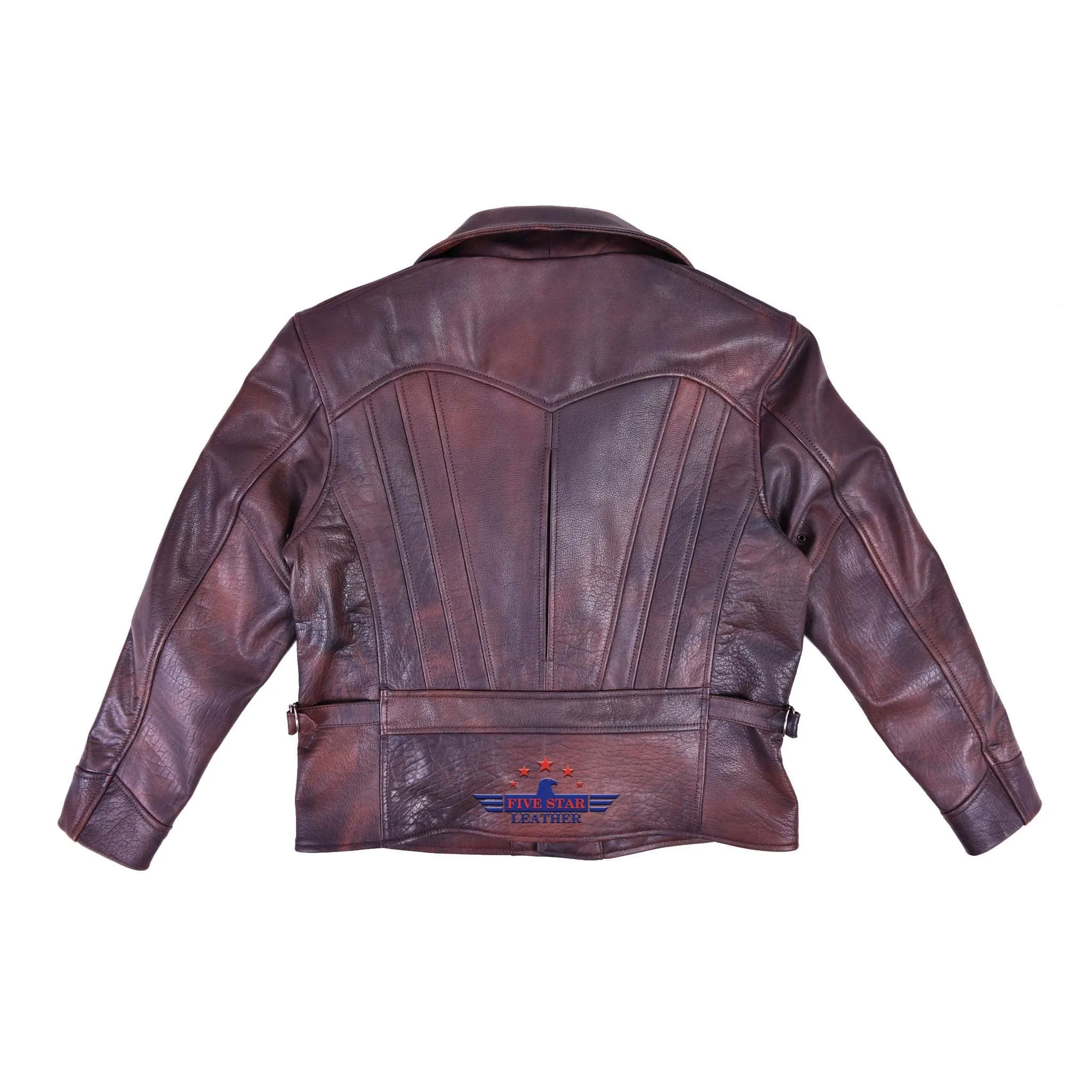FiveStar Leather Men's Civilian Vintage Windbreaker Jacket Buffalo Distressed Leather