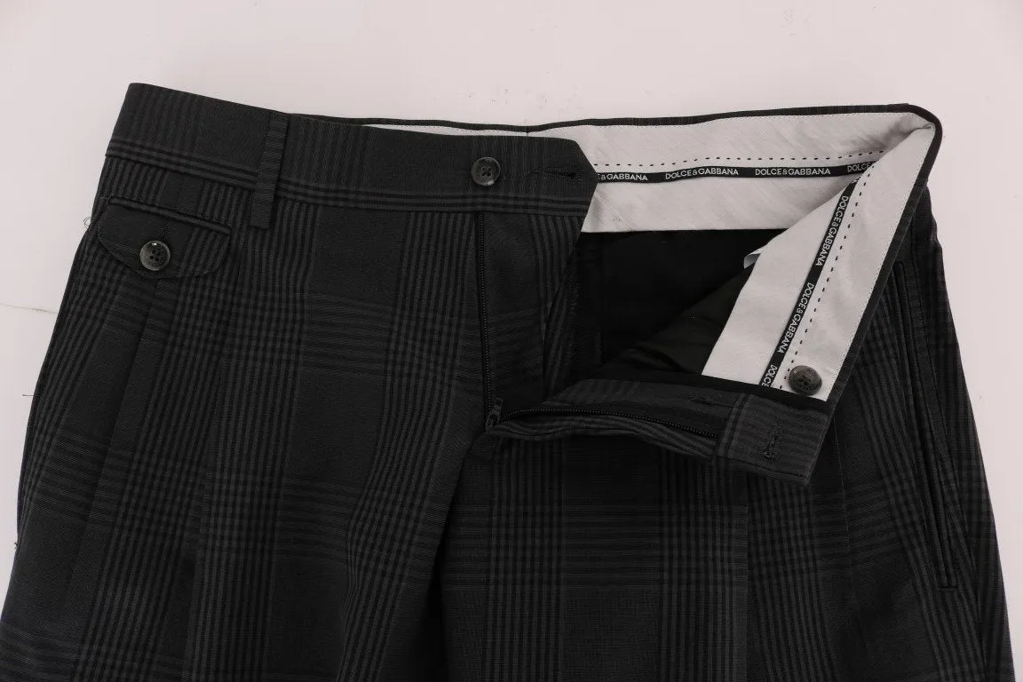 Gray Striped Cotton Dress Formal Pants