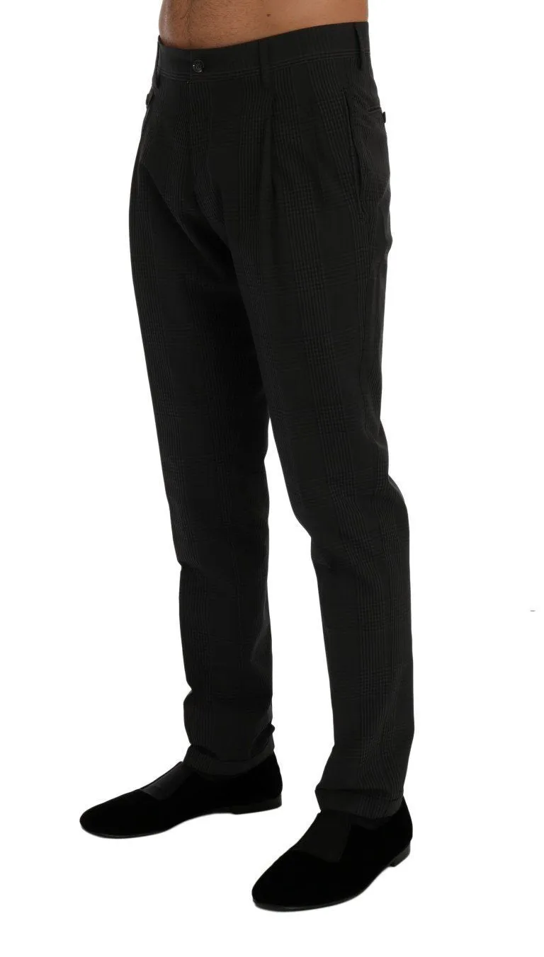 Gray Striped Cotton Dress Formal Pants