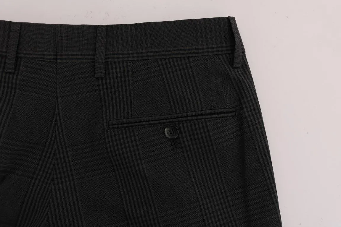 Gray Striped Cotton Dress Formal Pants