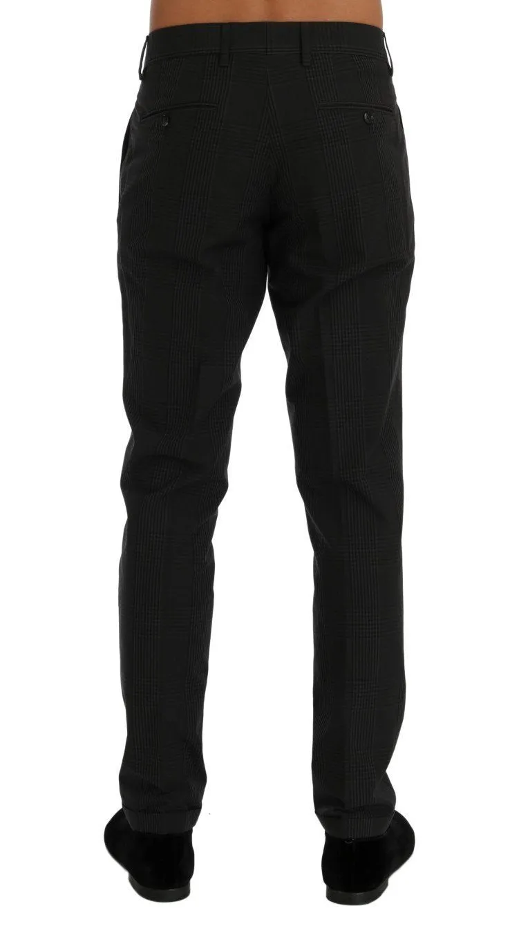 Gray Striped Cotton Dress Formal Pants