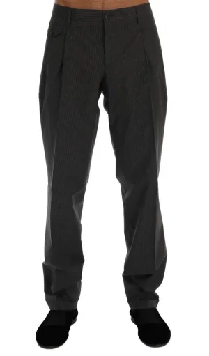 Gray Striped Cotton Pants