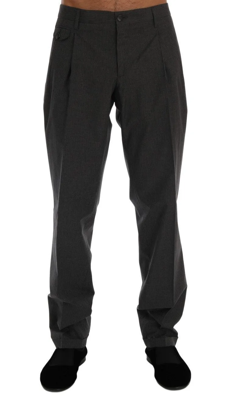 Gray Striped Cotton Pants
