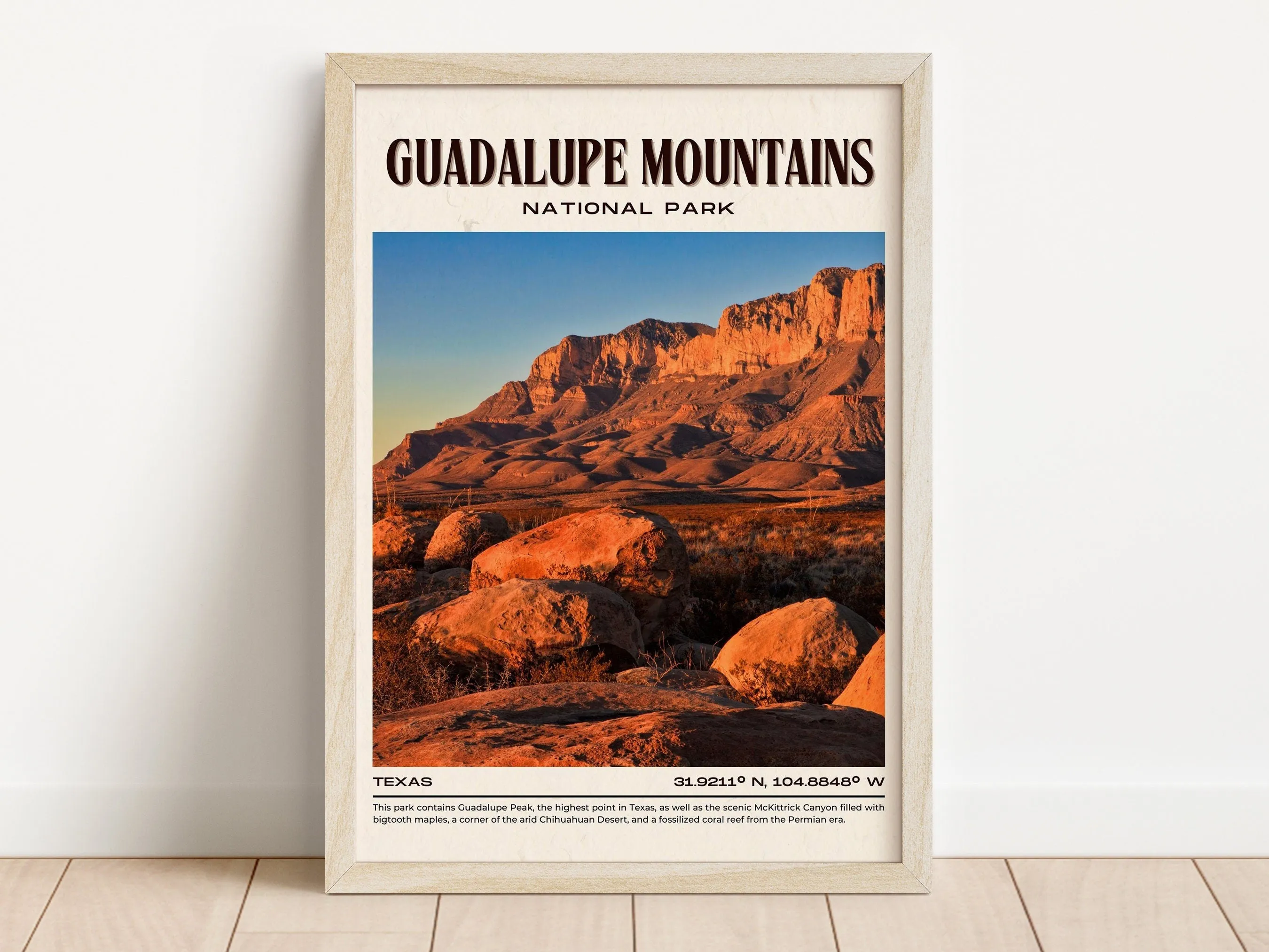 Guadalupe Mountains Vintage Wall Art, Texas, USA