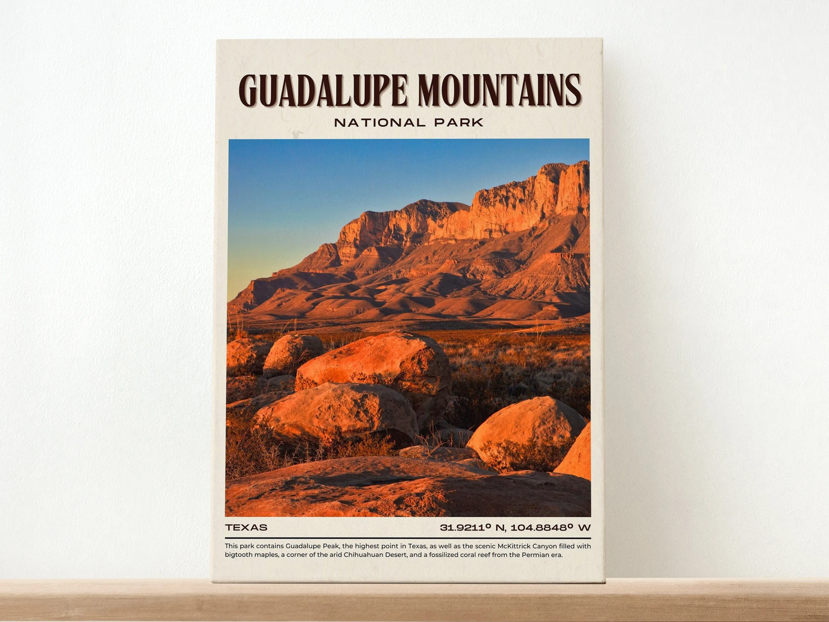 Guadalupe Mountains Vintage Wall Art, Texas, USA