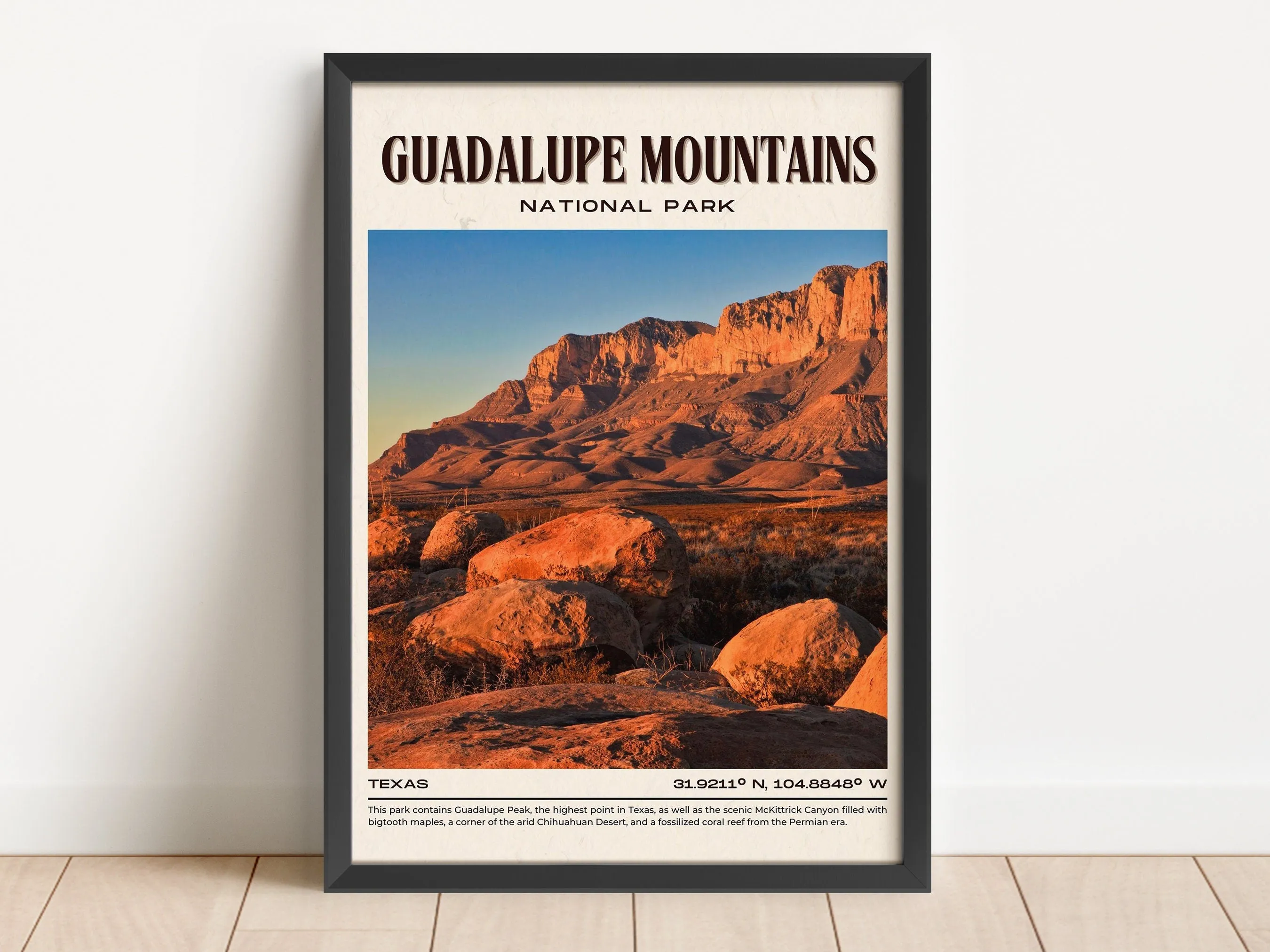 Guadalupe Mountains Vintage Wall Art, Texas, USA