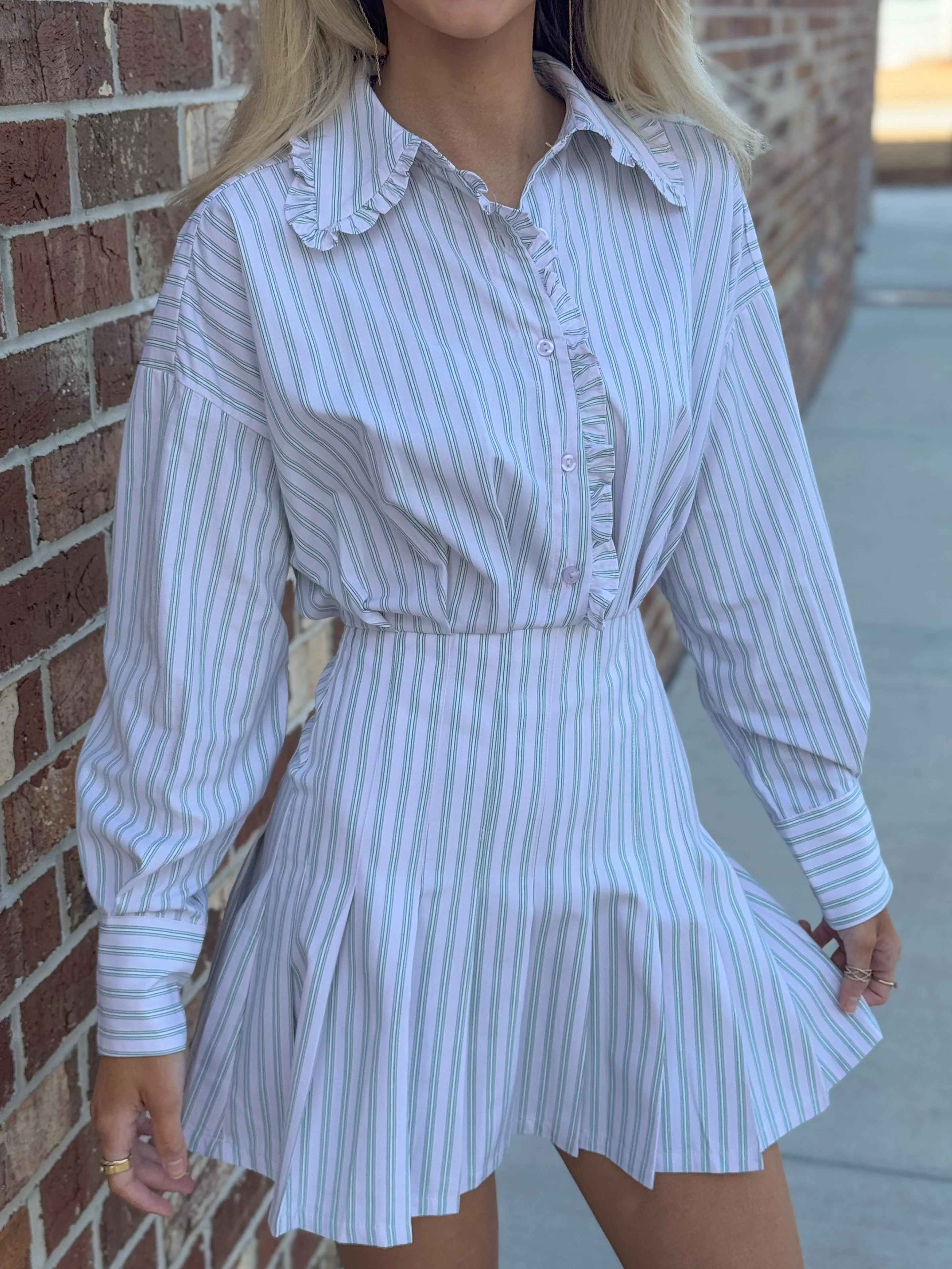 Haisley Stripe Mini Dress (Pink/Green)