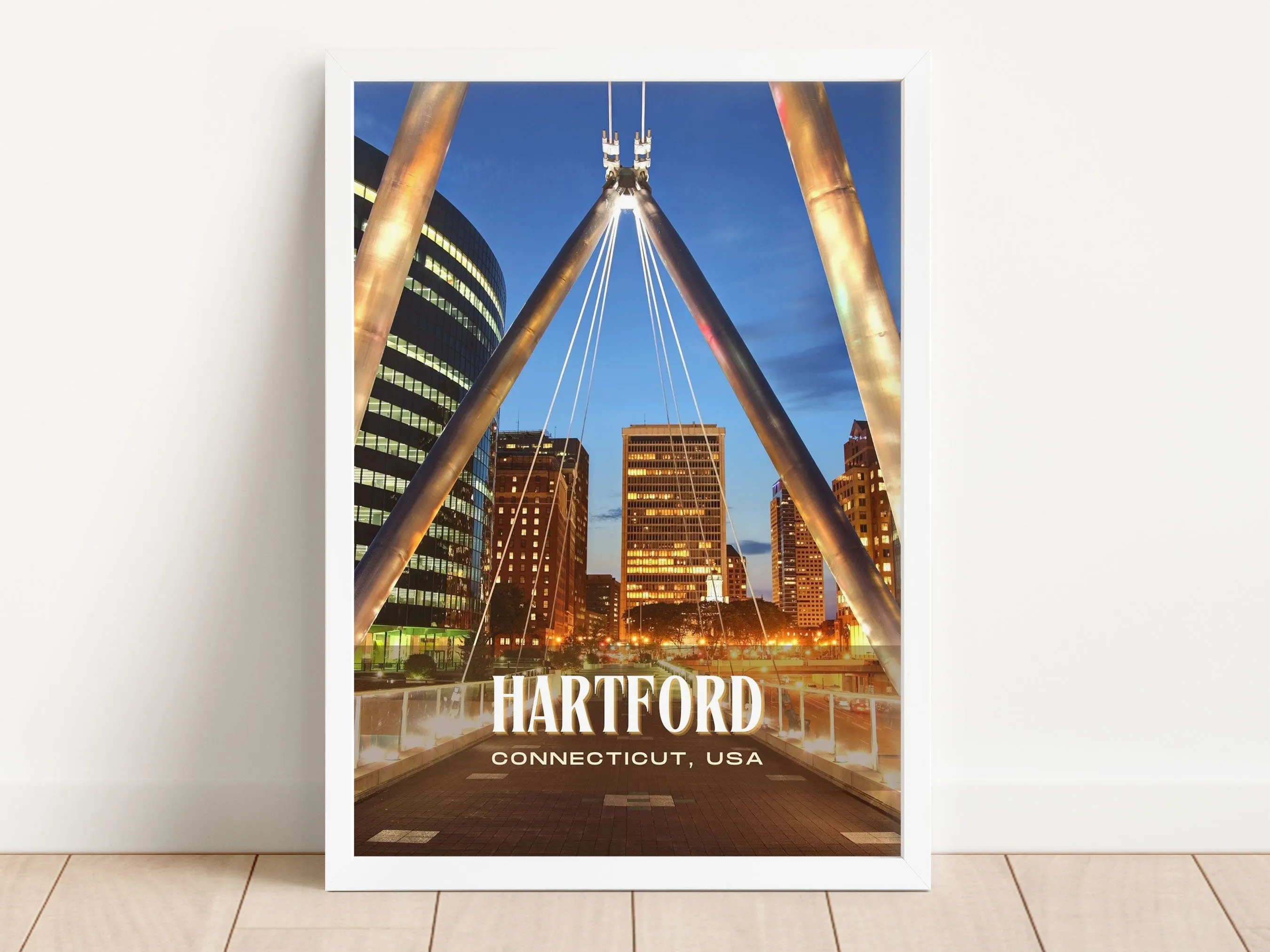 Hartford Retro Wall Art, Connecticut, USA
