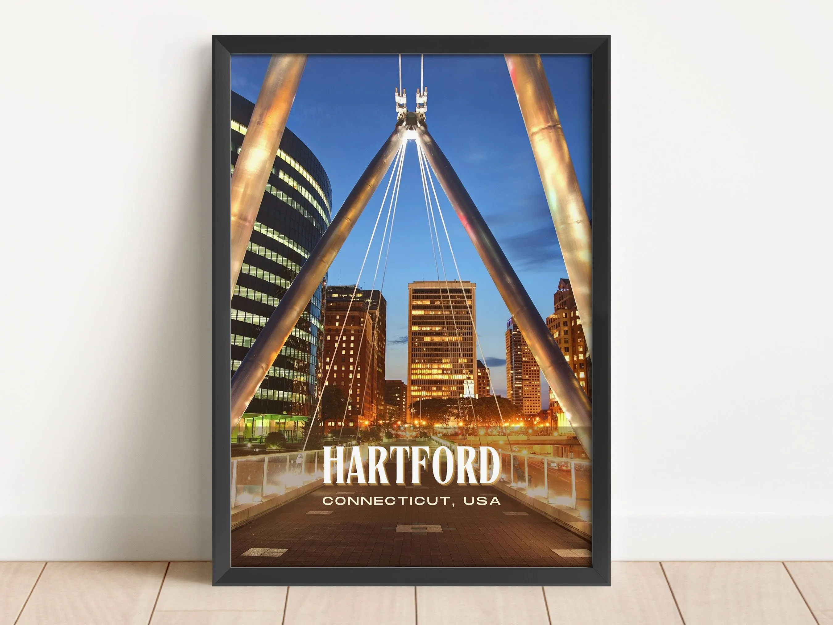 Hartford Retro Wall Art, Connecticut, USA