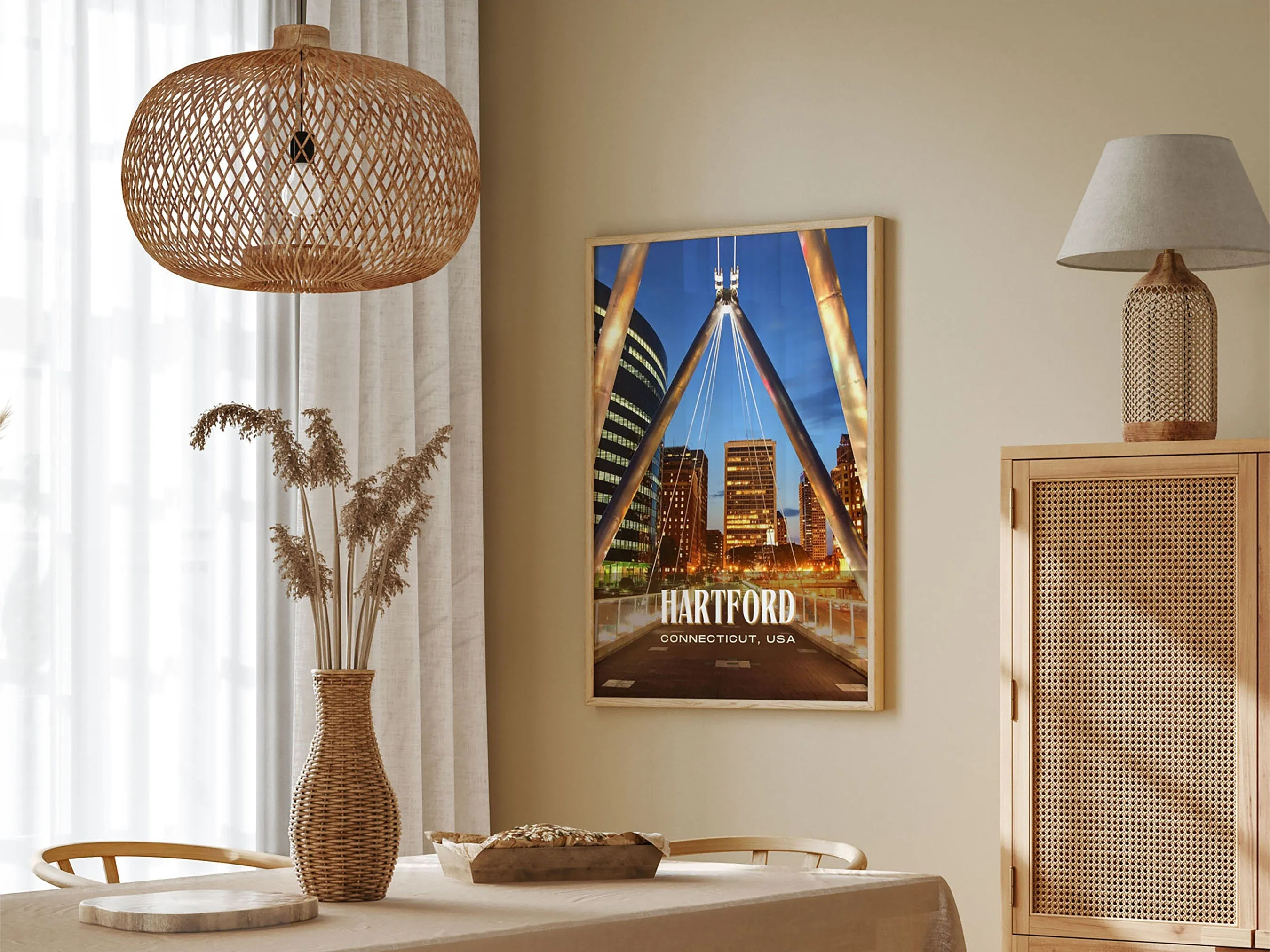 Hartford Retro Wall Art, Connecticut, USA