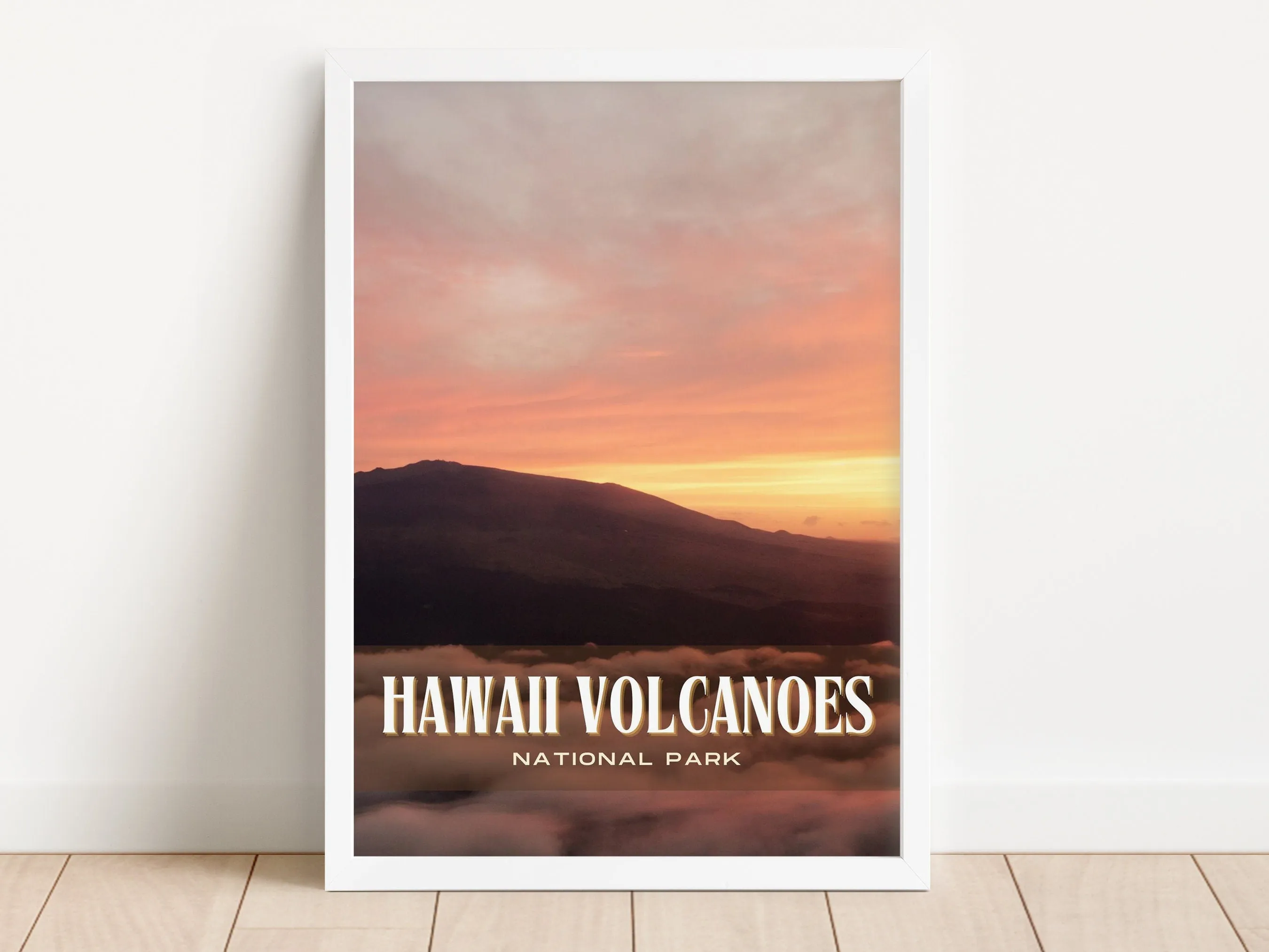 Hawaii Volcanoes Retro Wall Art, Hawaii, USA