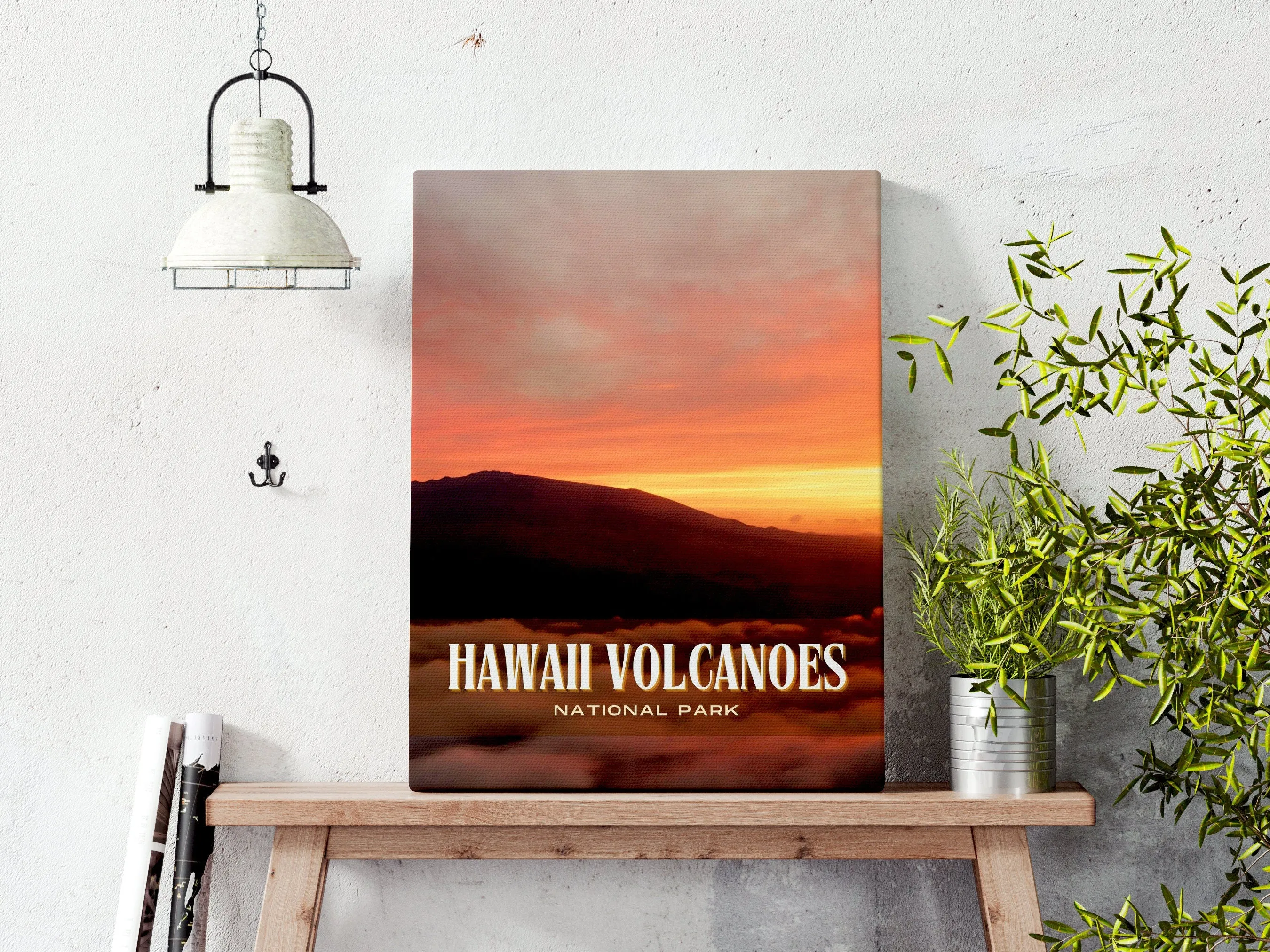 Hawaii Volcanoes Retro Wall Art, Hawaii, USA