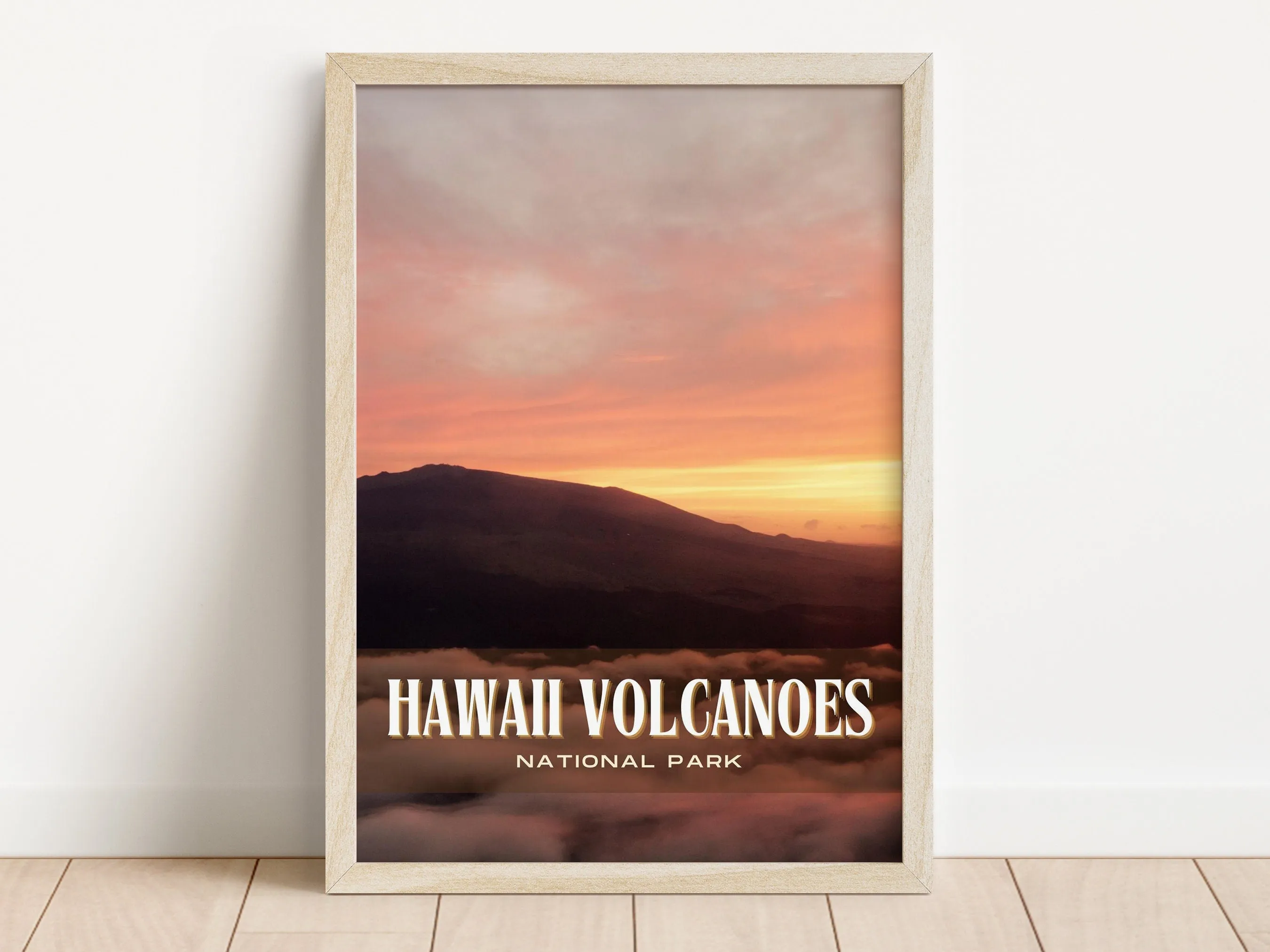Hawaii Volcanoes Retro Wall Art, Hawaii, USA