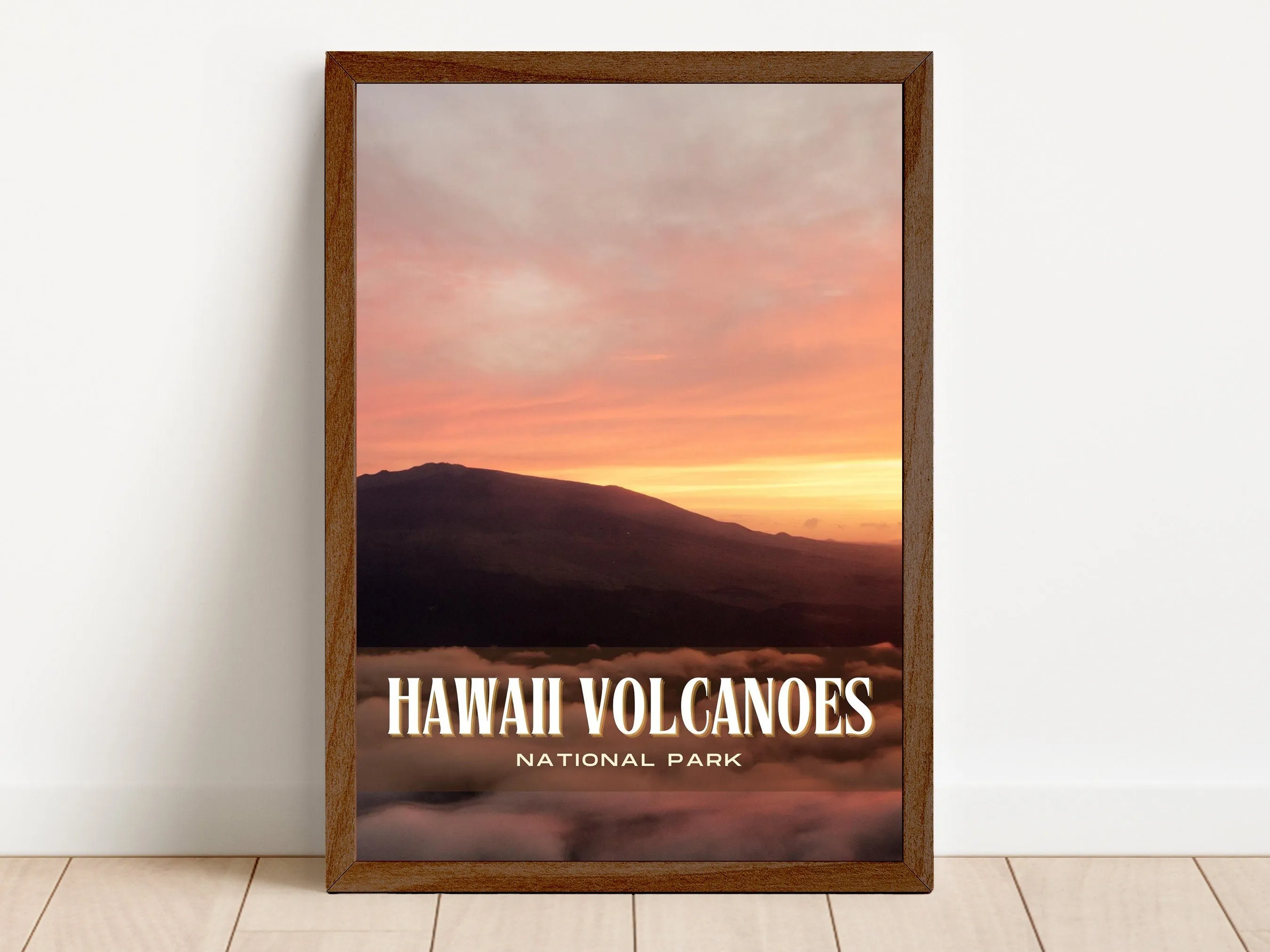 Hawaii Volcanoes Retro Wall Art, Hawaii, USA