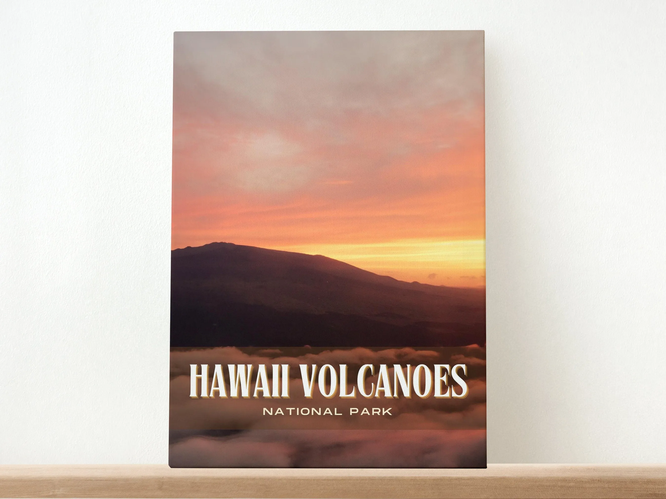 Hawaii Volcanoes Retro Wall Art, Hawaii, USA